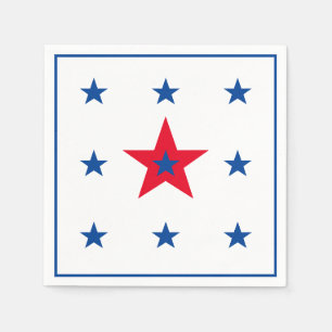 Serviette En Papier Blue Red et White Star 4 juillet