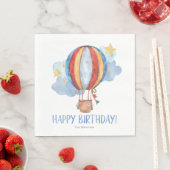 Serviette En Papier Blue Red Hot Air Balloon Stars Enfants Joyeux anni (En situation)