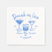 Serviette En Papier Blue Retro Cocktails Bachelorette Party (Devant)