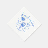 Serviette En Papier Blue Retro Cocktails Bachelorette Party (Coin)