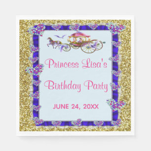 Serviette En Papier Blue Ribbon Gold Parties scintillant Royal Princes
