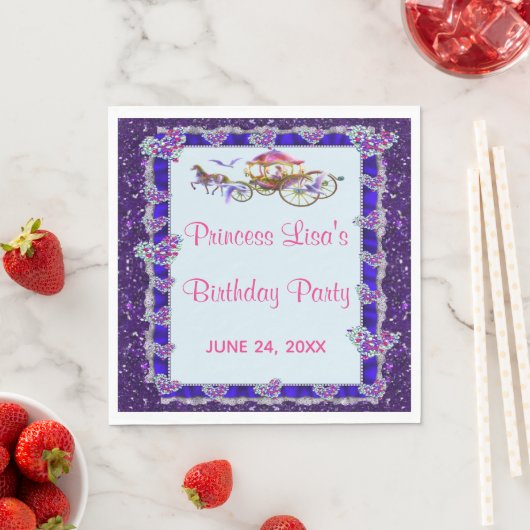 Serviette En Papier Blue Ribbon Purple Parties scintillant Royal Princ (En situation)