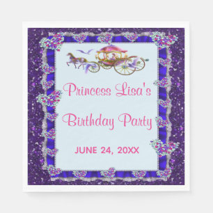 Serviette En Papier Blue Ribbon Purple Parties scintillant Royal Princ