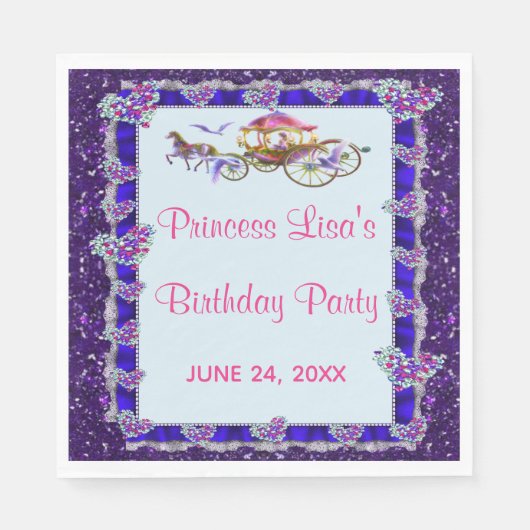 Serviette En Papier Blue Ribbon Purple Parties scintillant Royal Princ (Devant)