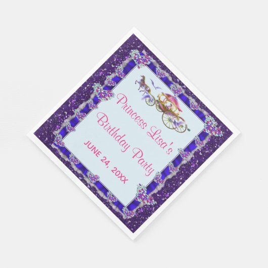 Serviette En Papier Blue Ribbon Purple Parties scintillant Royal Princ (Coin)