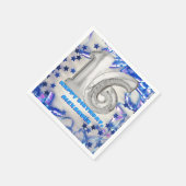 Serviette En Papier Blue Ribbon & Stars Confetti 16e fête d'anniversai (Coin)