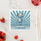 Serviette En Papier Blue Robot Thème 1er Anniversaire (En situation)