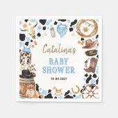 Serviette En Papier Blue Rodeo Western Cowboy Baby shower (Devant)