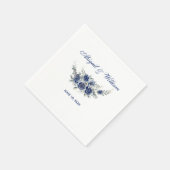 Serviette En Papier Blue Romantic Floral Botanical Wedding Napkins (Coin)