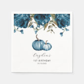 Serviette En Papier Blue Rustic Citrouille Automne fête d'anniversaire (Devant)