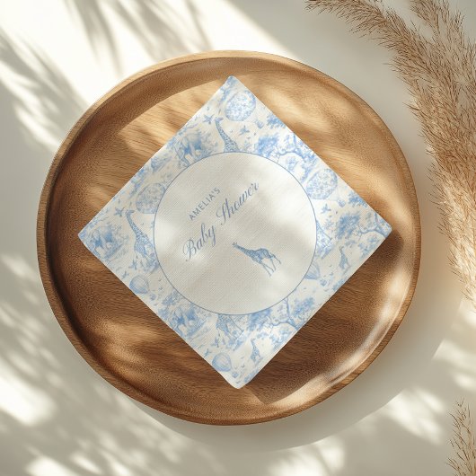 Serviette En Papier Blue Safari Toile De Jouy Boy Baby Shower
