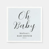 Serviette En Papier Blue Script Oh Baby shower Napkins (Devant)