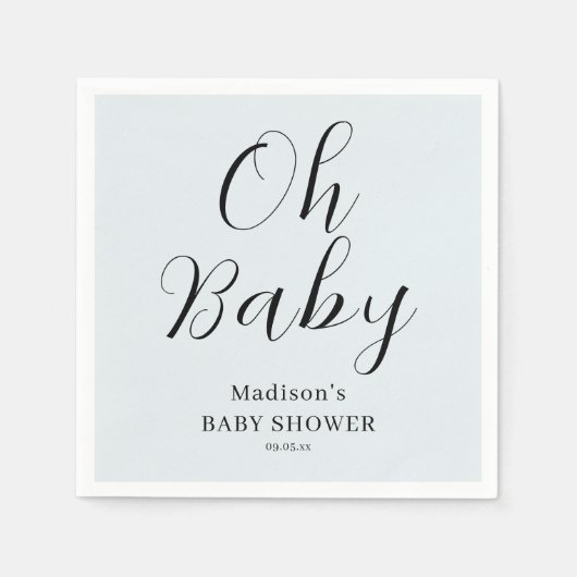 Serviette En Papier Blue Script Oh Baby shower Napkins (Devant)