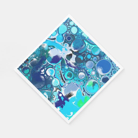 Serviette En Papier Blue Sea bulles Art Abstrait (Coin)