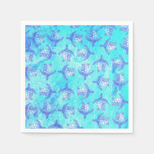 Serviette En Papier Blue Sea Turtle Print (Devant)