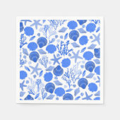 Serviette En Papier Blue Seashells BEACH Bridal Shoot Party (Devant)