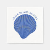 Serviette En Papier Blue Seashells Fiançailles de mariage PERSONNALISÉ (Devant)