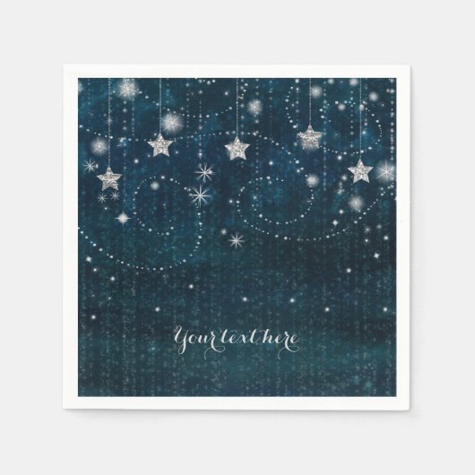 Serviette En Papier Blue & Silver Starry Celestial Whimsical Party (Devant)