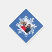Serviette En Papier Blue Snowflake Joyeux Noël Famille Photo Vacances (Coin)