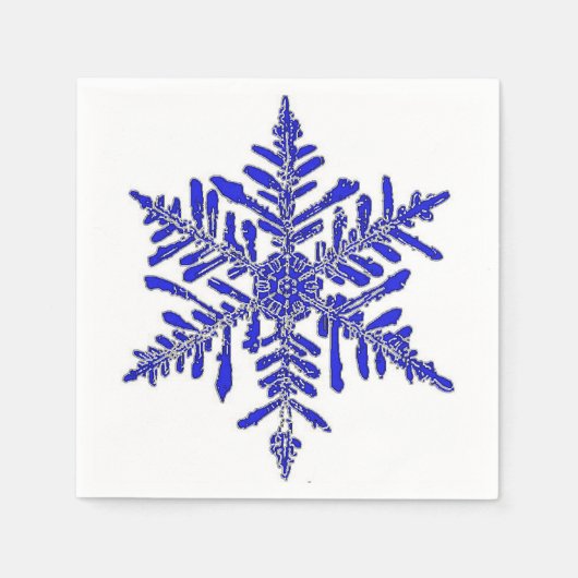 Serviette En Papier Blue Snowflake Papier Cocktail Napkin (Devant)