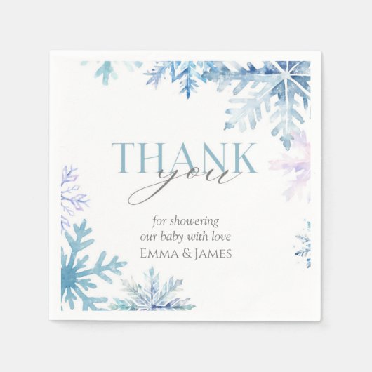 Serviette En Papier Blue Snowflake Winter Wonderland Naples (Devant)