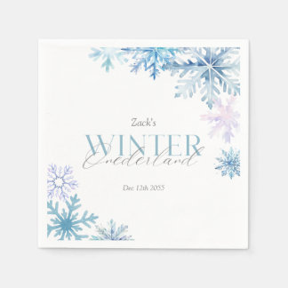 Serviette En Papier Blue Snowflake Winter Wonderland Premier Anniversa