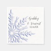 Serviette En Papier Blue Snowflakes on White Winter Wedding (Devant)