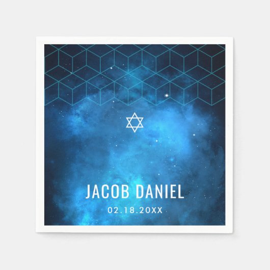 Serviette En Papier Blue Space Galaxy Bar Mitzvah (Devant)