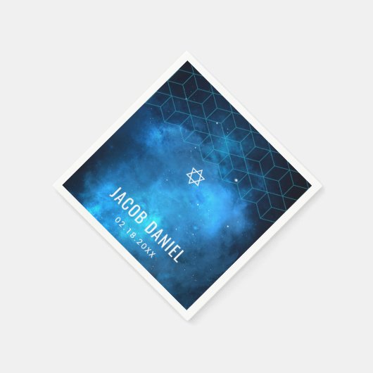Serviette En Papier Blue Space Galaxy Bar Mitzvah (Coin)