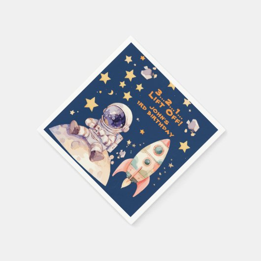 Serviette En Papier Blue Space Stars & Astronauts Anniversaire de enfa (Coin)