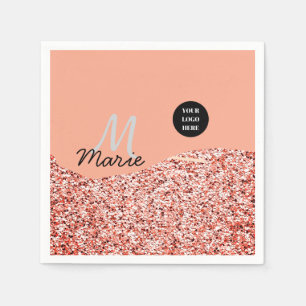 Serviette En Papier blue sparkle ajouter un logo texte merci escompte