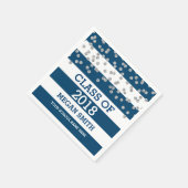 Serviette En Papier Blue Stripes Dots d'argent Classe de Graduation 20 (Coin)