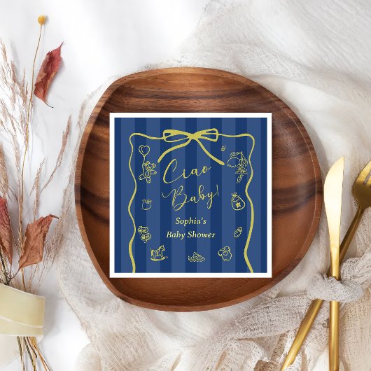 Serviette En Papier Blue Stripes Italian Themed Ciao Baby