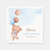 Serviette En Papier Blue Teddy Bear Balloons Boy Baby shower (Devant)