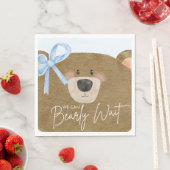 Serviette En Papier Blue Teddy On Peut Attendre Un Baby shower Garçon (En situation)