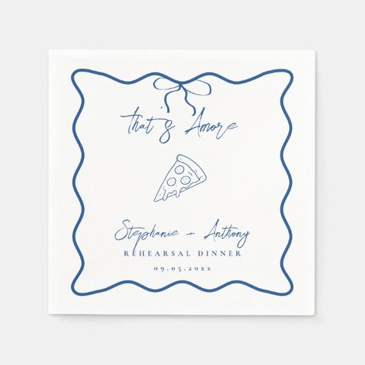 Serviette En Papier Blue That's Amore Pizza Rehearsal Dinner (Devant)