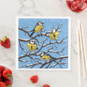 Serviette En Papier Blue tit birds en hiver (En situation)