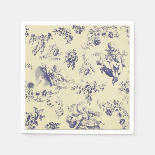 Serviette En Papier Blue Toile France Pays Cherub Motif (Devant)