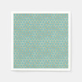 Serviette En Papier Blue Turquoise Honeycomb Gold Parties scintillant  (Devant)