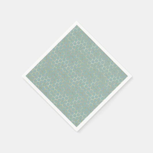 Serviette En Papier Blue Turquoise Honeycomb Gold Parties scintillant (Coin)