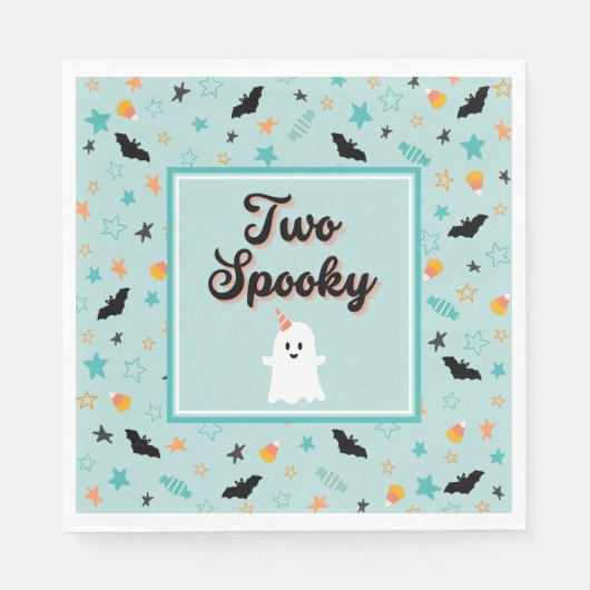 Serviette En Papier Blue Two Éffrayant Cute Ghost Halloween Anniversai (Devant)