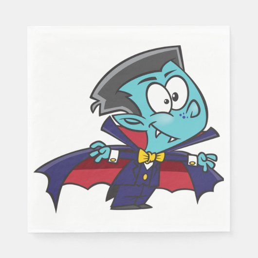 Serviette En Papier Blue Vampire Boy with Cape Cute Dracula (Devant)