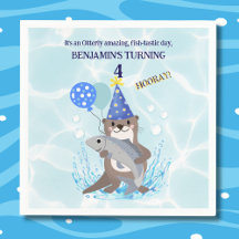 Blue Water Cute Boy Sea Otter Anniversaire