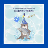 Serviette En Papier Blue Water Cute Boy Sea Otter Anniversaire