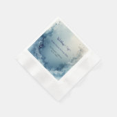 Serviette En Papier blue white Dreamy coastal marble ink wedding (Coin)