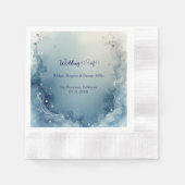 Serviette En Papier blue white Dreamy coastal marble ink wedding (Devant)