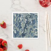Serviette En Papier Blue White Gold Chic Swirl Mariage moderne (En situation)
