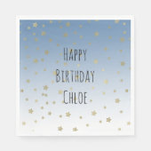Serviette En Papier Blue White Gold Stars Anniversaire (Devant)