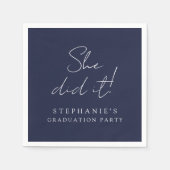 Serviette En Papier Blue White Modern She Did It Graduation Party (Devant)
