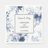 Serviette En Papier Blue White Romantic Floral Wedding (Devant)